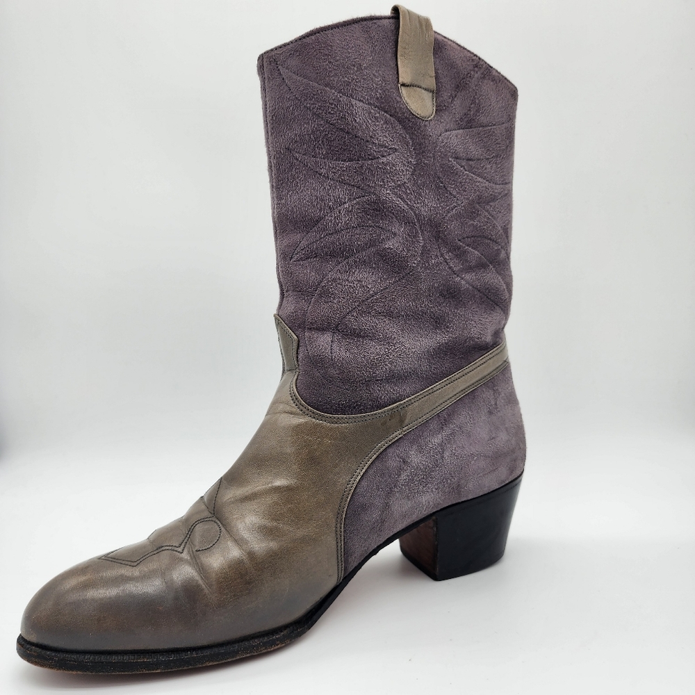 Pierre Cardin 80's Vintage Western Style Leather Boots Two Tone Size 9 - Picture 6 of 16